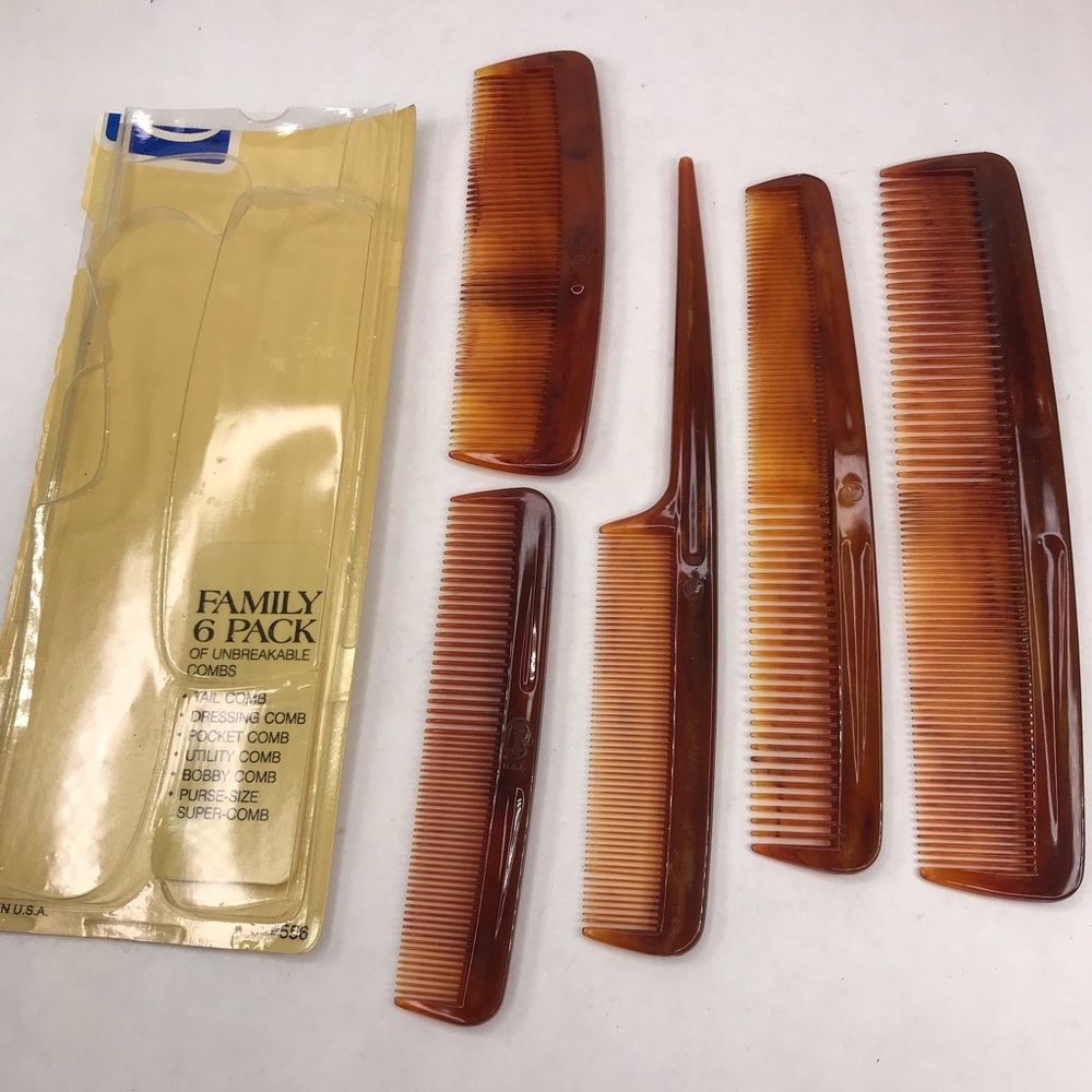 Vintage Goody Family Pack Tortoise Unbreakable Combs 556 1982 NEW Open Package